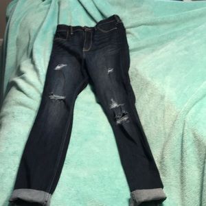 Ultra high rise jean leggings - distressed